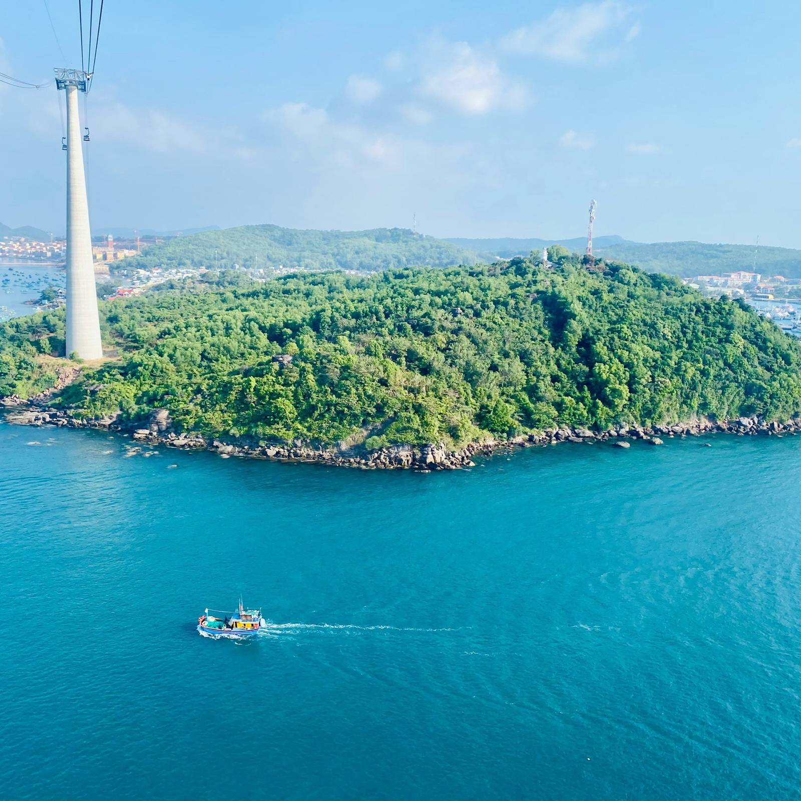 a large island with a tower