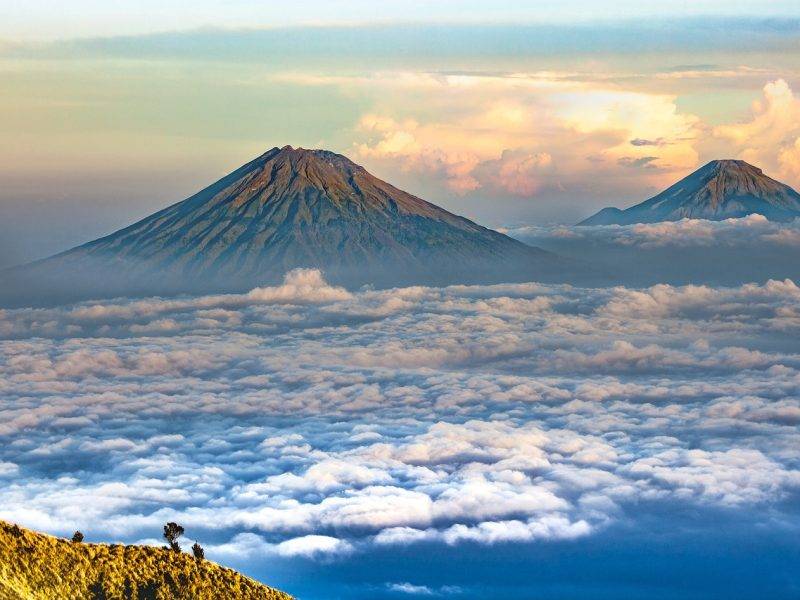 volcano, natural, cloud