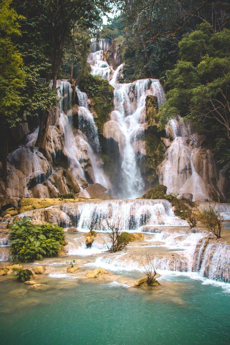 kuang-si-waterfall, waterfall, water